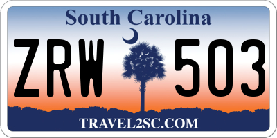 SC license plate ZRW503