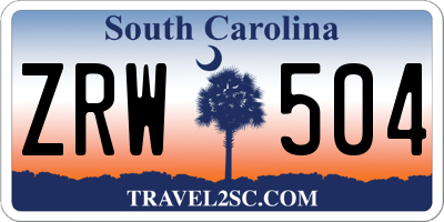 SC license plate ZRW504