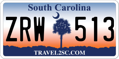 SC license plate ZRW513