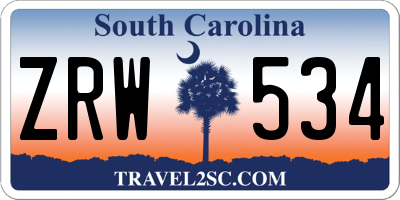 SC license plate ZRW534