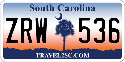 SC license plate ZRW536