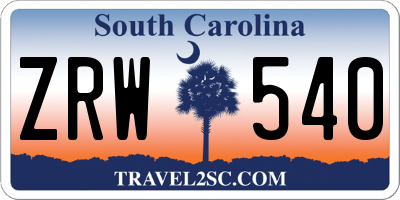SC license plate ZRW540
