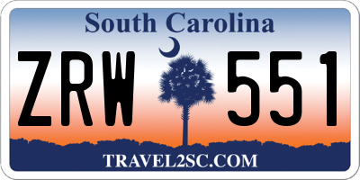 SC license plate ZRW551