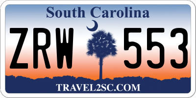 SC license plate ZRW553