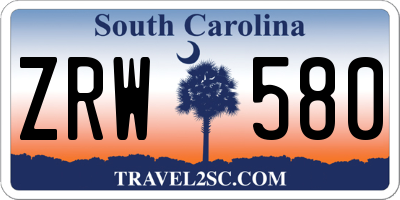 SC license plate ZRW580
