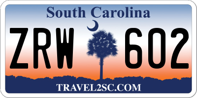 SC license plate ZRW602