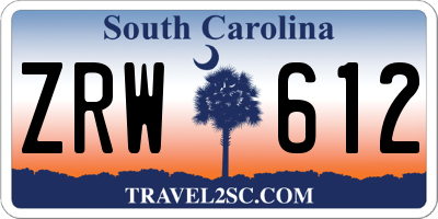 SC license plate ZRW612