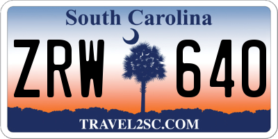 SC license plate ZRW640