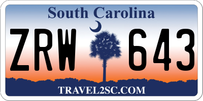 SC license plate ZRW643