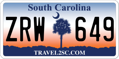 SC license plate ZRW649
