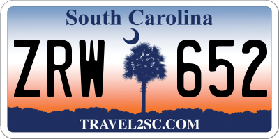 SC license plate ZRW652