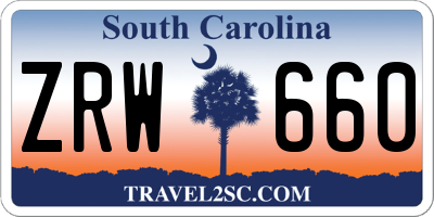 SC license plate ZRW660