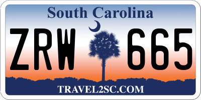 SC license plate ZRW665