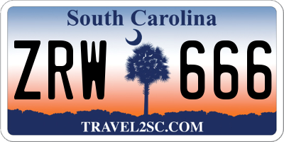SC license plate ZRW666