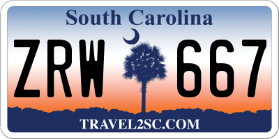 SC license plate ZRW667