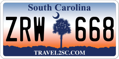 SC license plate ZRW668