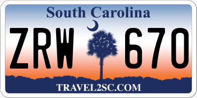 SC license plate ZRW670