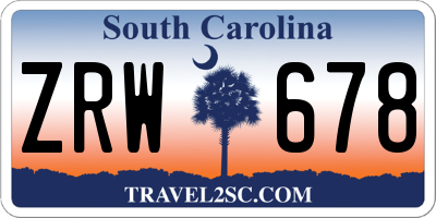 SC license plate ZRW678