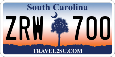 SC license plate ZRW700
