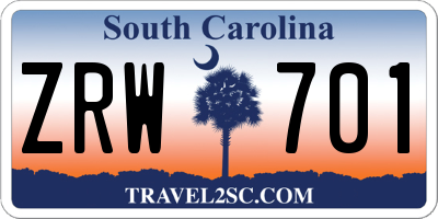 SC license plate ZRW701