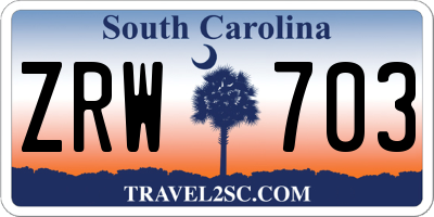 SC license plate ZRW703
