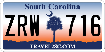 SC license plate ZRW716