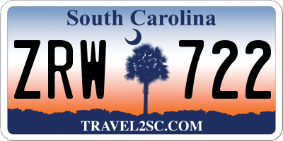 SC license plate ZRW722