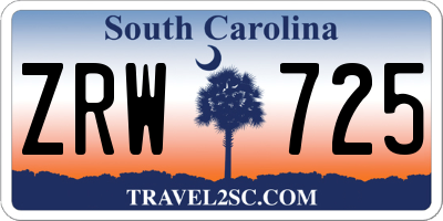 SC license plate ZRW725