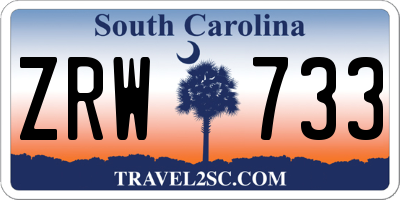 SC license plate ZRW733