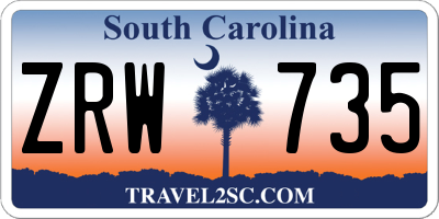 SC license plate ZRW735