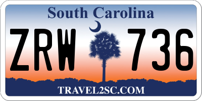 SC license plate ZRW736