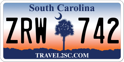 SC license plate ZRW742