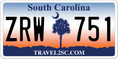 SC license plate ZRW751