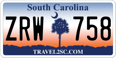 SC license plate ZRW758