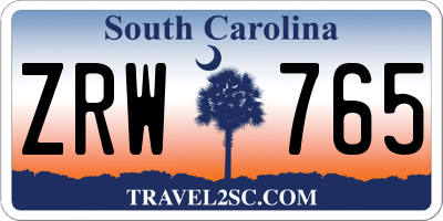 SC license plate ZRW765