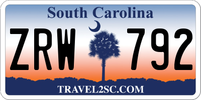SC license plate ZRW792