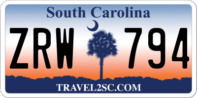 SC license plate ZRW794