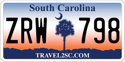 SC license plate ZRW798