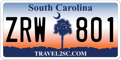 SC license plate ZRW801
