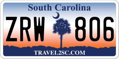 SC license plate ZRW806