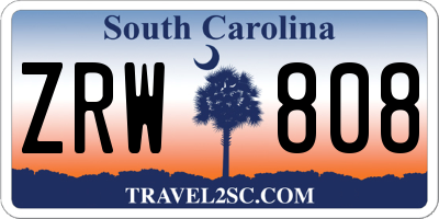 SC license plate ZRW808