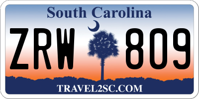 SC license plate ZRW809