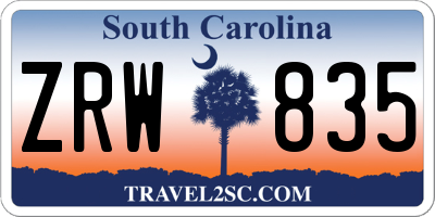 SC license plate ZRW835