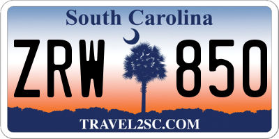 SC license plate ZRW850