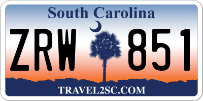 SC license plate ZRW851
