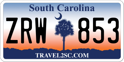 SC license plate ZRW853