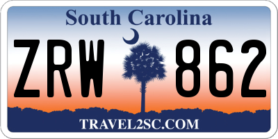 SC license plate ZRW862