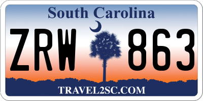 SC license plate ZRW863