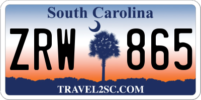 SC license plate ZRW865
