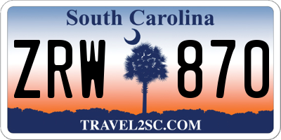 SC license plate ZRW870